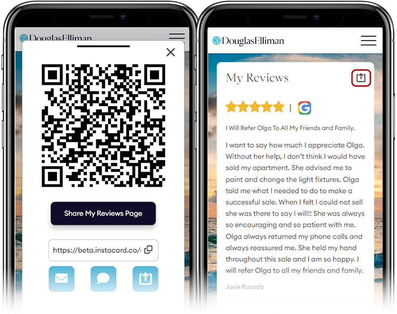 Let’s say you want to quickly share your review page with a client. It’s never been easier. Just press the share icon from the top left of your page and the new sharing tool will adapt to your needs. Everything is ready, the QR code, the  share button, the link, just share.